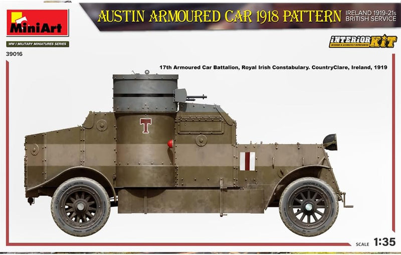 Mini Art 550039016 Miniart WWI 1:35 - Austin Armored Car (Irland 1919-21) Automobil Plastik Bausatz,