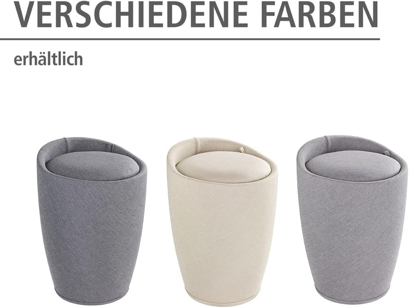 WENKO Badhocker Candy Leinen Optik Beige, Hocker mit Stauraum für das Badezimmer und Wohnzimmer, int