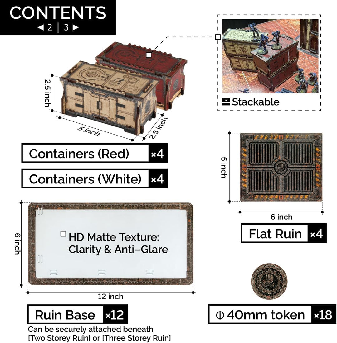 Jucoci Battlezone Creation Kit 18PCS Tabletop Terrain Wargame Terrains Set Compatible with WH40K(Whi