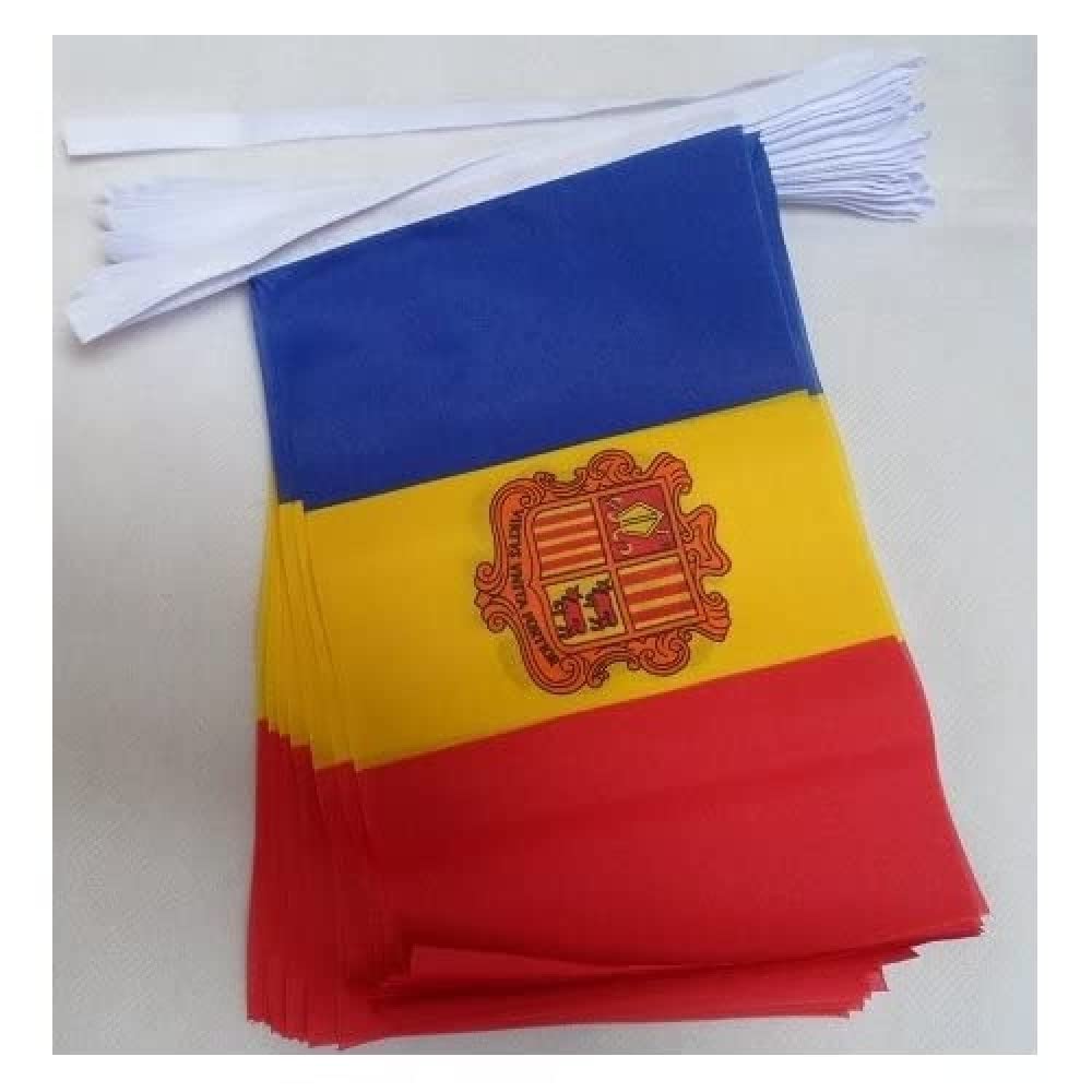AZ FLAG FAHNENKETTE Andorra 12 Meter mit 20 flaggen 45x30cm- ANDORRANISCHE Girlande Flaggenkette 30