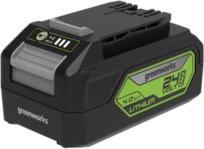Greenworks 24V Akku G24B4 und Doppelsteckplatz-Ladegerät G24X2C (Li-Ion 24V 4,0Ah 48W Output für all