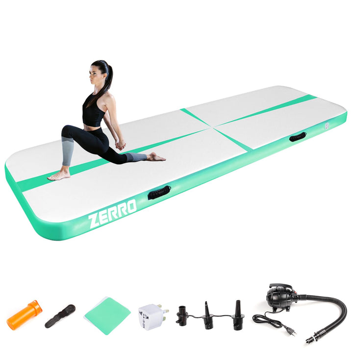 CCLIFE Tumbling Airtrack Turnmatte 3/4/5m Aufblasbar Gymnastik klappbar mit Elektrischer Luftpumpe Y