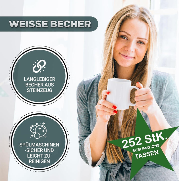 Acen Merchandise Sublimationstassen ohne Druck aus hochwertiger | Keramik inzeln oder im Set | Subli
