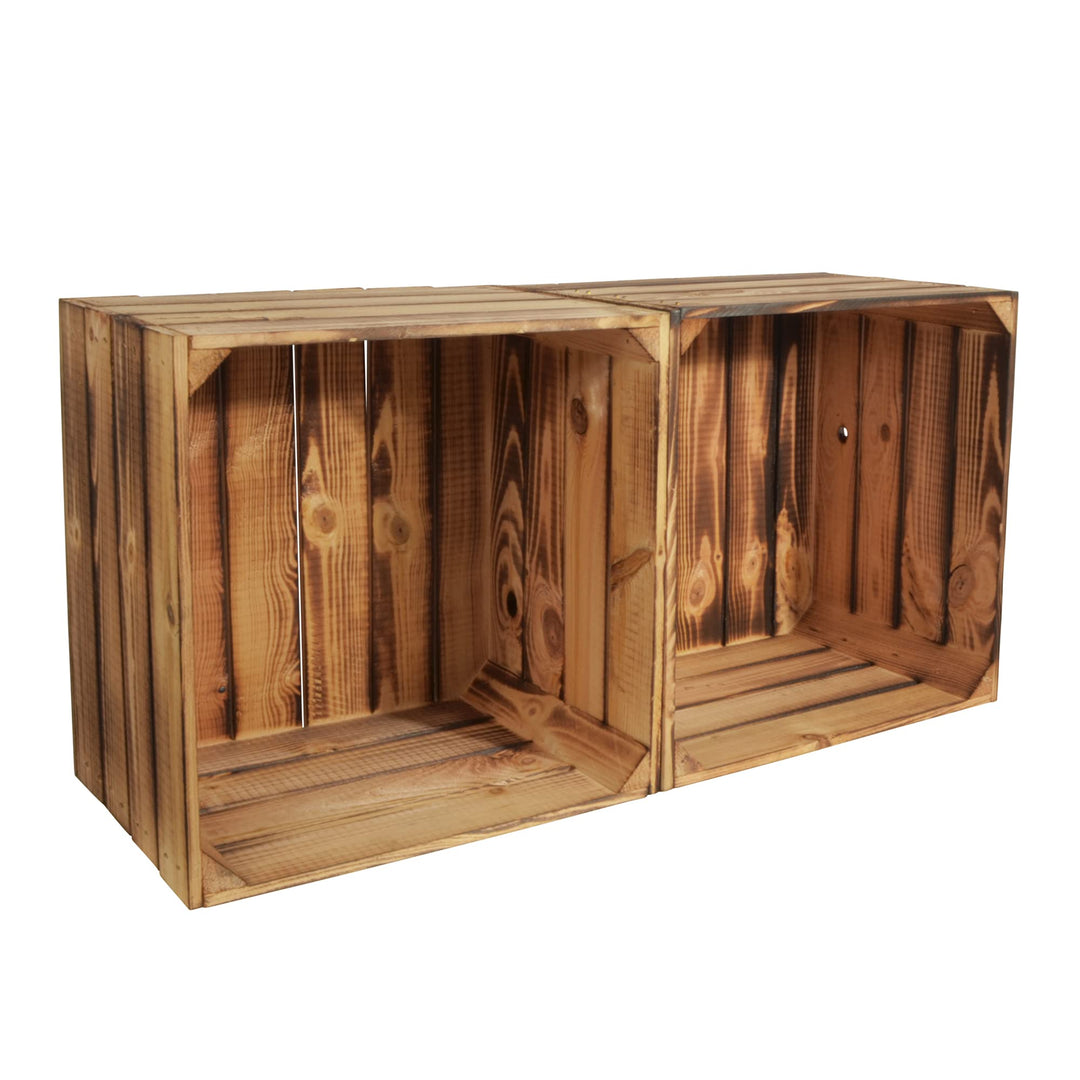 2 Set Weinregal Wino aus Holz - Geflammt Holzkiste 2 Ohne Regal, 2 Ohne Regal