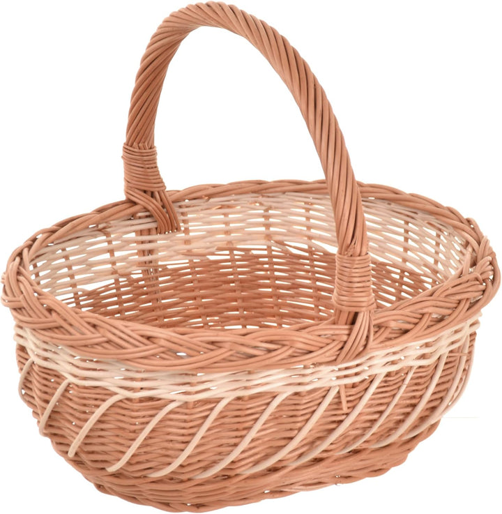 Weidenkorb Zweifarbig mit Henkel, Osterkorb & Präsentkorb Leer, 34x28x13 cm, für Ostern, Eier, Oster