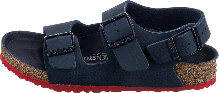 BIRKENSTOCK Jungen Milano Sandale 27 EU Schmal Blau Rot, 27 EU Schmal Blau Rot