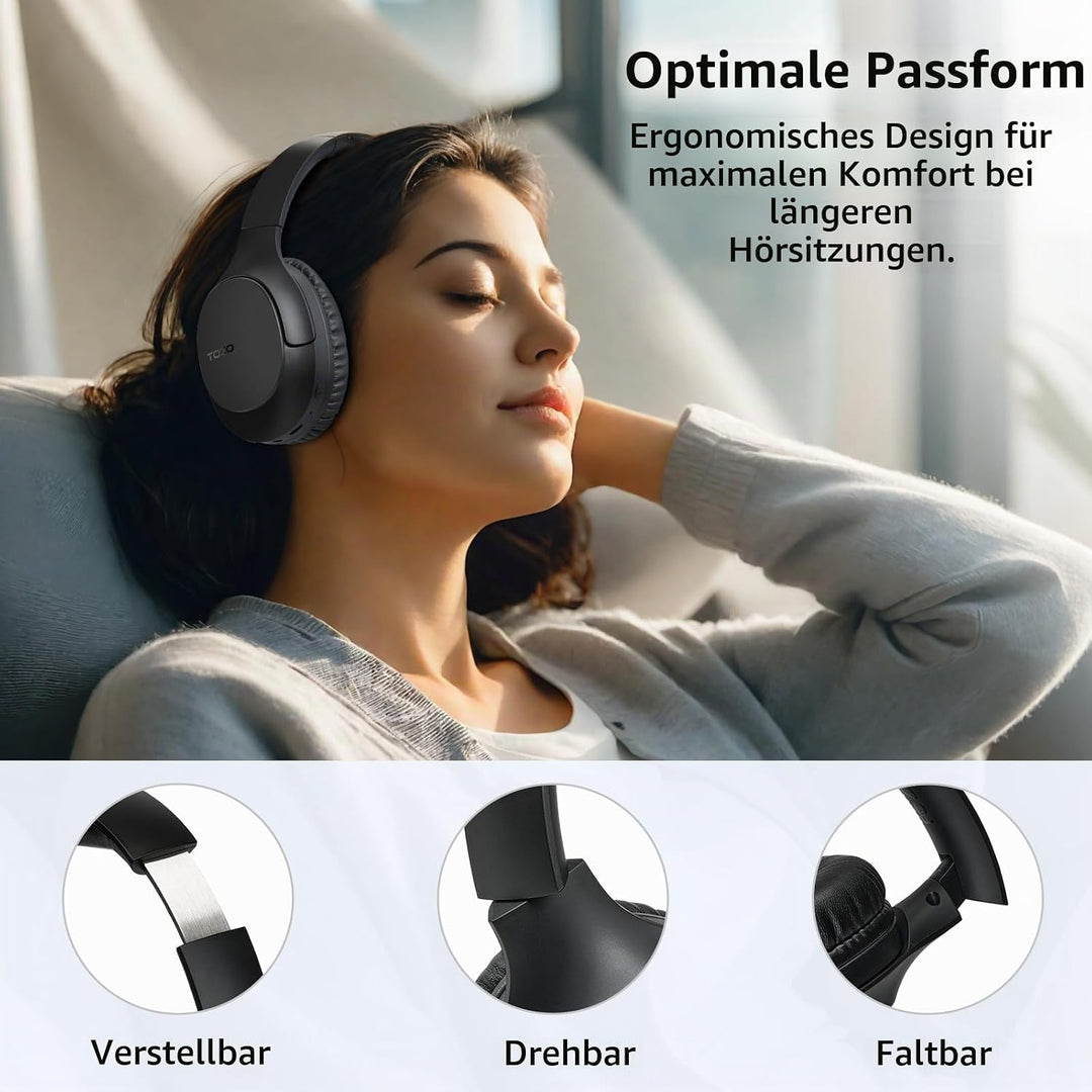 TOZO HA1 Over Ear Kopfhörer, Kopfhörer Kabellos Bluetooth 5.4, ENC Noise Cancelling Kopfhörer mit 70