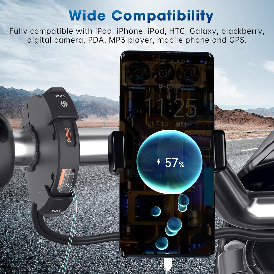 USB C Steckdose 12V Motorrad Ladegerät 48W QC3.0 USB-A und PD Type-C Wasserdichter IP65 für 12V-24V