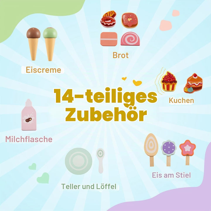 DREAMADE Lauflernwagen Holz, 6-in-1 hölzerne Lauflernhilfe, Baby Walker mit Blöcken &amp; Zubehör, Lernl