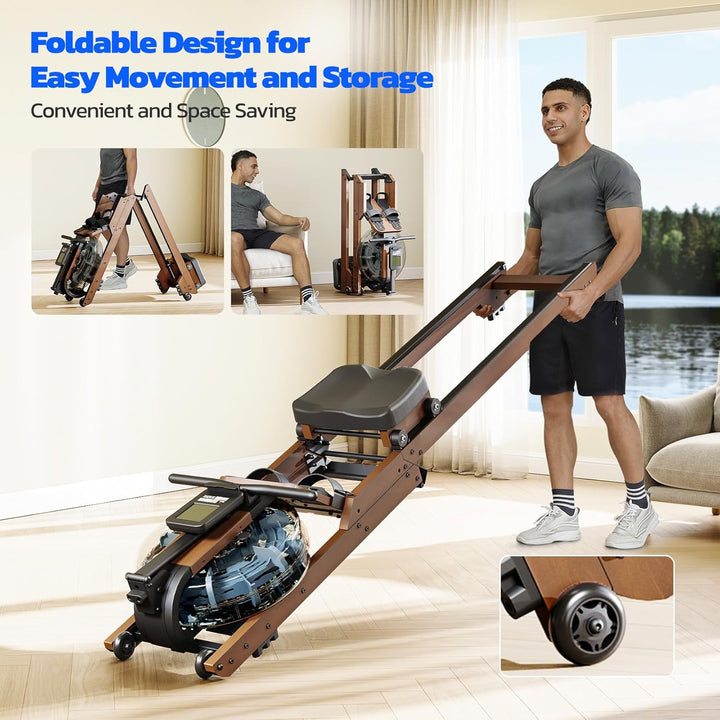 Dripex Faltbares Wasser-Rudergerät für Zuhause aus Massivholz| mit LCD-Display & Bluetooth App | Erg