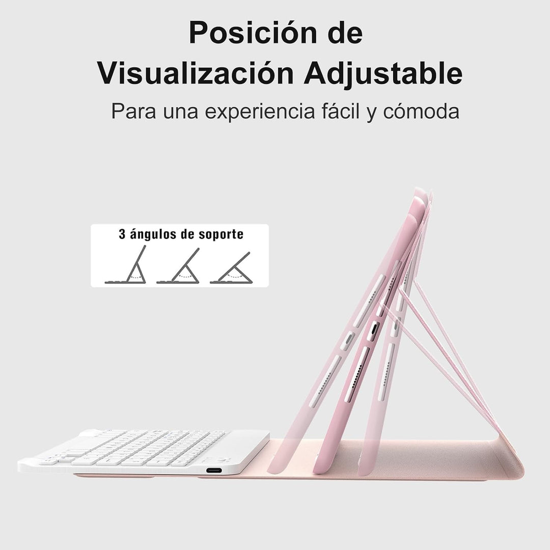Tastatur für iPad Air 5/4 Generation, 27,6 cm (10,9 Zoll), Hülle mit Tastatur für iPad Air 5/4, Rosa
