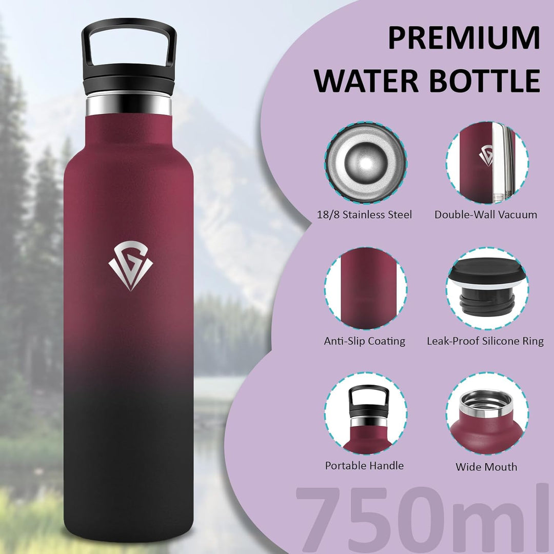 Trinkflasche Edelstahl- Wasserflasche 750ml- BPA-Frei- Thermosflasche mit Strohhalm- Isolierflasche