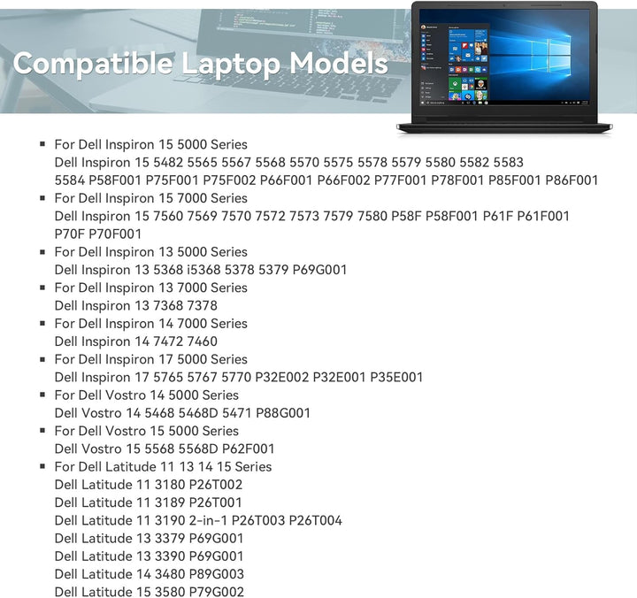 WDX0R WDXOR Laptop Akku für Dell Latitude 3180 3480 3580 3189 3379 Inspiron 15 5565 5567 5568 5578 5