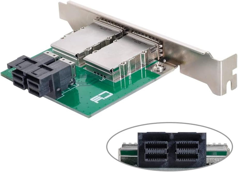 NFHK Dual Ports Mini SAS SFF-8088 zu internen SAS HD SFF-8643 PCBA Buchse Adapter mit Low-Profile-Ha