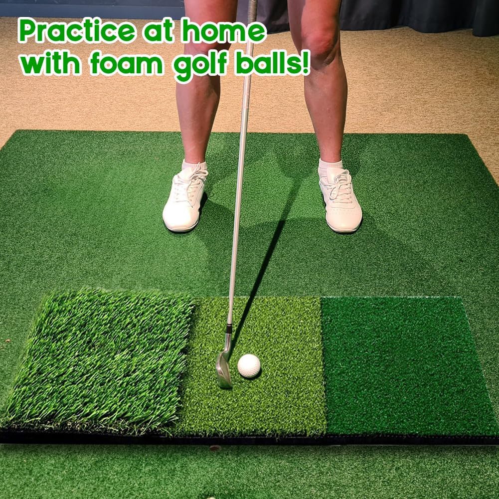 3-in-1 Golf-Abschlagmatte 60x30cm, Golf-Übungsmatte mit Rough und Fairway Schlagflächen, Abschlag Tr
