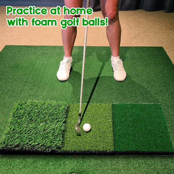 3-in-1 Golf-Abschlagmatte 60x30cm, Golf-Übungsmatte mit Rough und Fairway Schlagflächen, Abschlag Tr