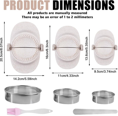 Dumpling Maker, 8 Stück Ravioli Former Set, Teigtaschenformer, Empanadas-Pressformen-Set mit Rundem