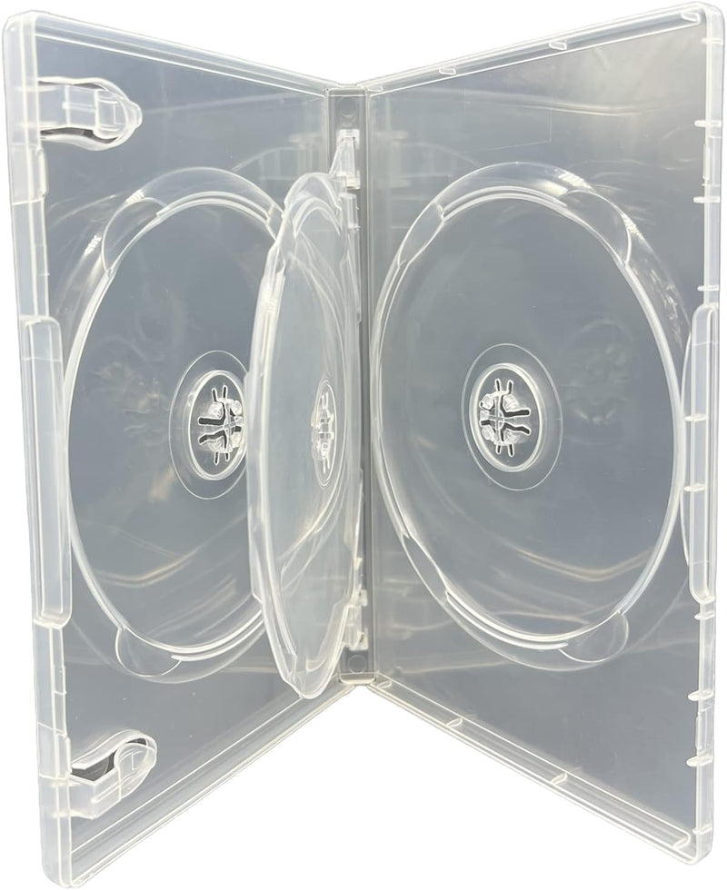 5 x 3 Disc CD DVD Blu Ray Disc Clear Cases for Holding 3 Discs 14mm Spine Cases With Outer Sleeve Fo