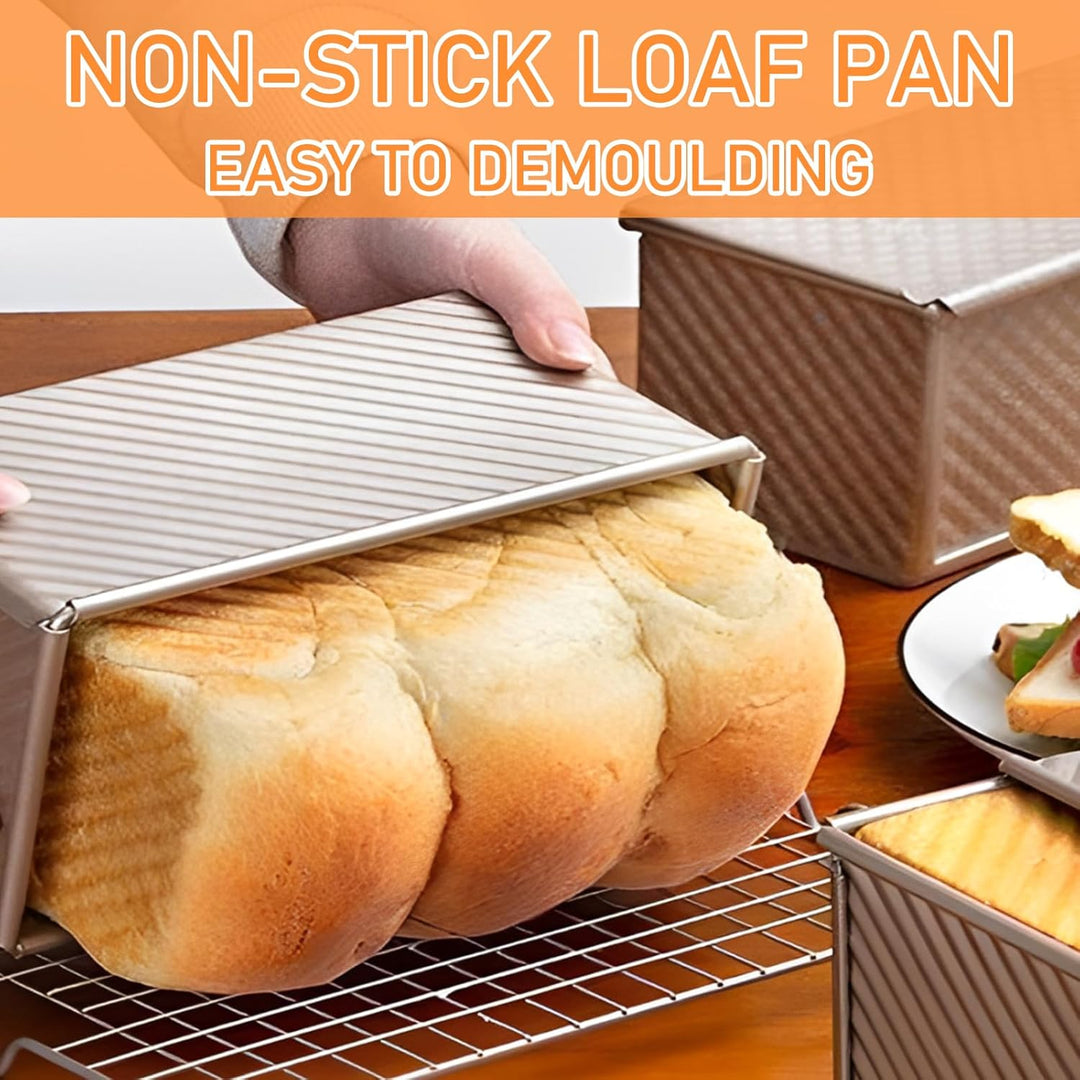 LOPYXBR Toastbrot Backform mit Deckel, 1000g Brotbackform aus Kohlenstoffstahl, 32x12x11,5cm Antihaf