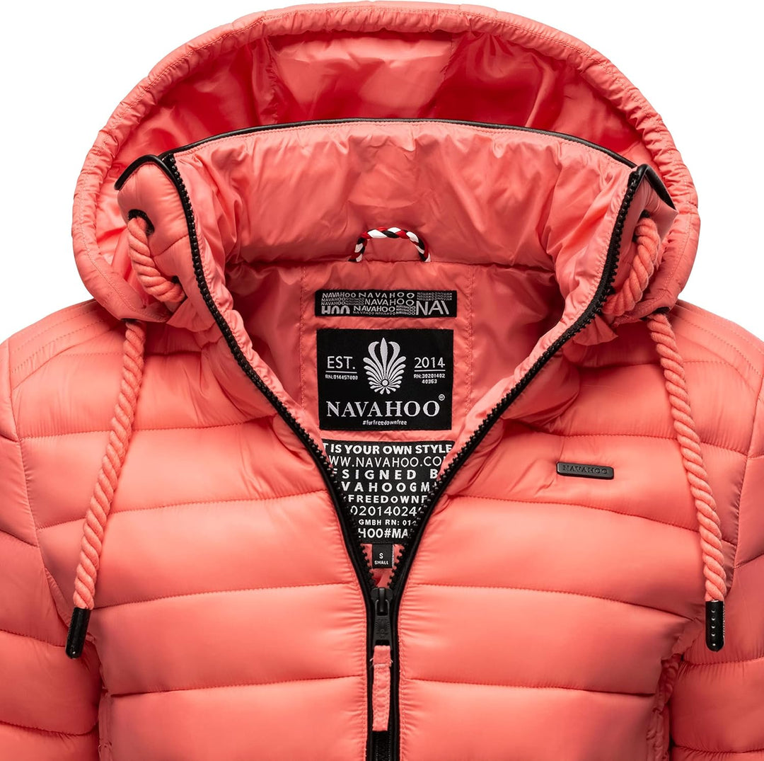 Navahoo Damen leichte Übergangsjacke Steppjacke mit Kapuze Lulana XS-XXL XS Rose Coral, XS Rose Cora