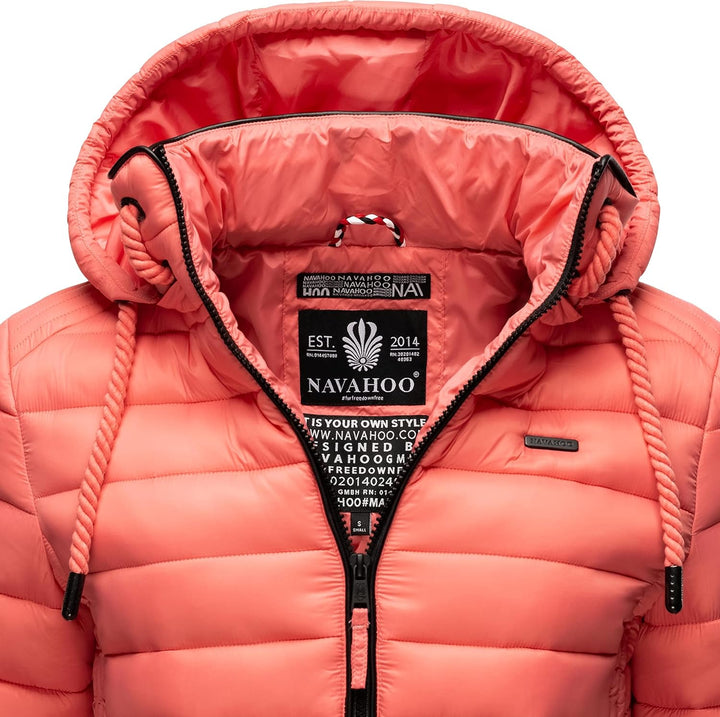 Navahoo Damen leichte Übergangsjacke Steppjacke mit Kapuze Lulana XS-XXL XS Rose Coral, XS Rose Cora