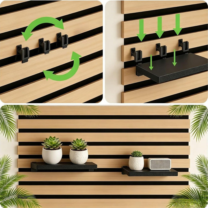 Cosiesnest 3 Stück Regal für Akustikpaneele-9 Stück Zubehör Ohne Bohren Wandorganizer Schweberegal W
