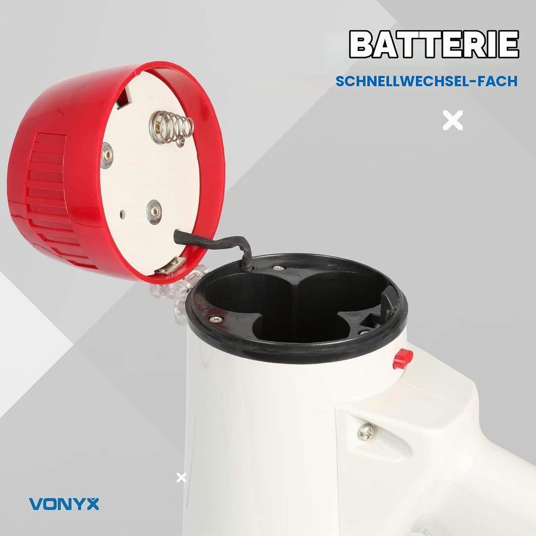 VONYX MEG040 Megafon mit Sirene und Aufnahmefunktion, 40 Watt lautes Megaphone, Party-Megafon, Sprac