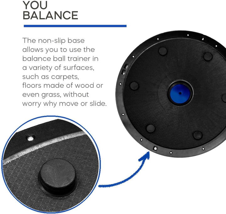 OcioDual Bos Balance Ball 58cm Blau Balance Fitness Trainer Up AntiRutsch Halbkugel Halbball mit Wid