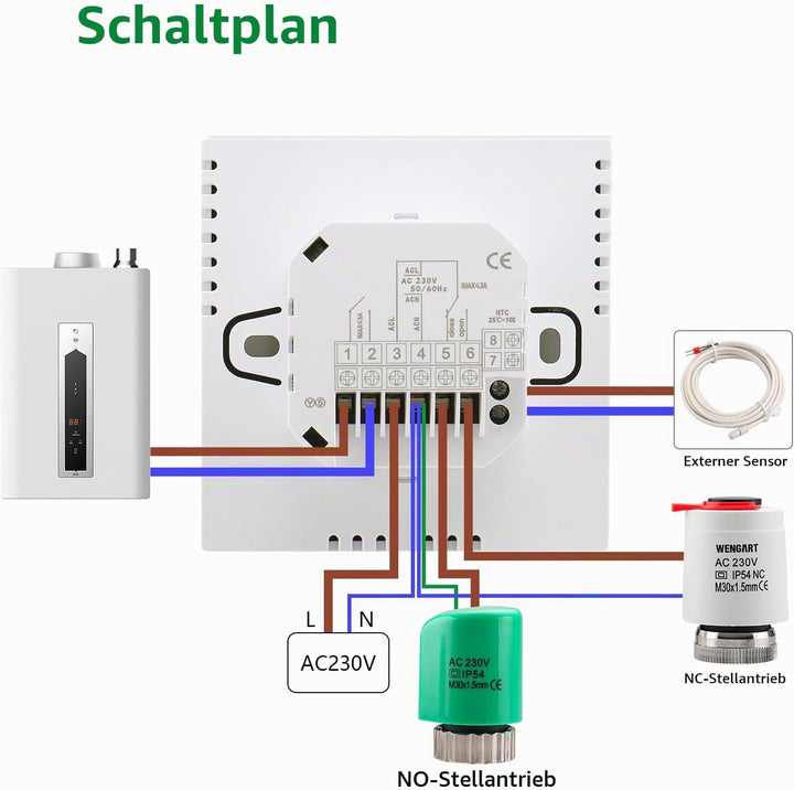 Wengart Digitaler Thermostat WG905,Anzeige der Luftfeuchtigkeit im Innenbereich Programmierbarer The