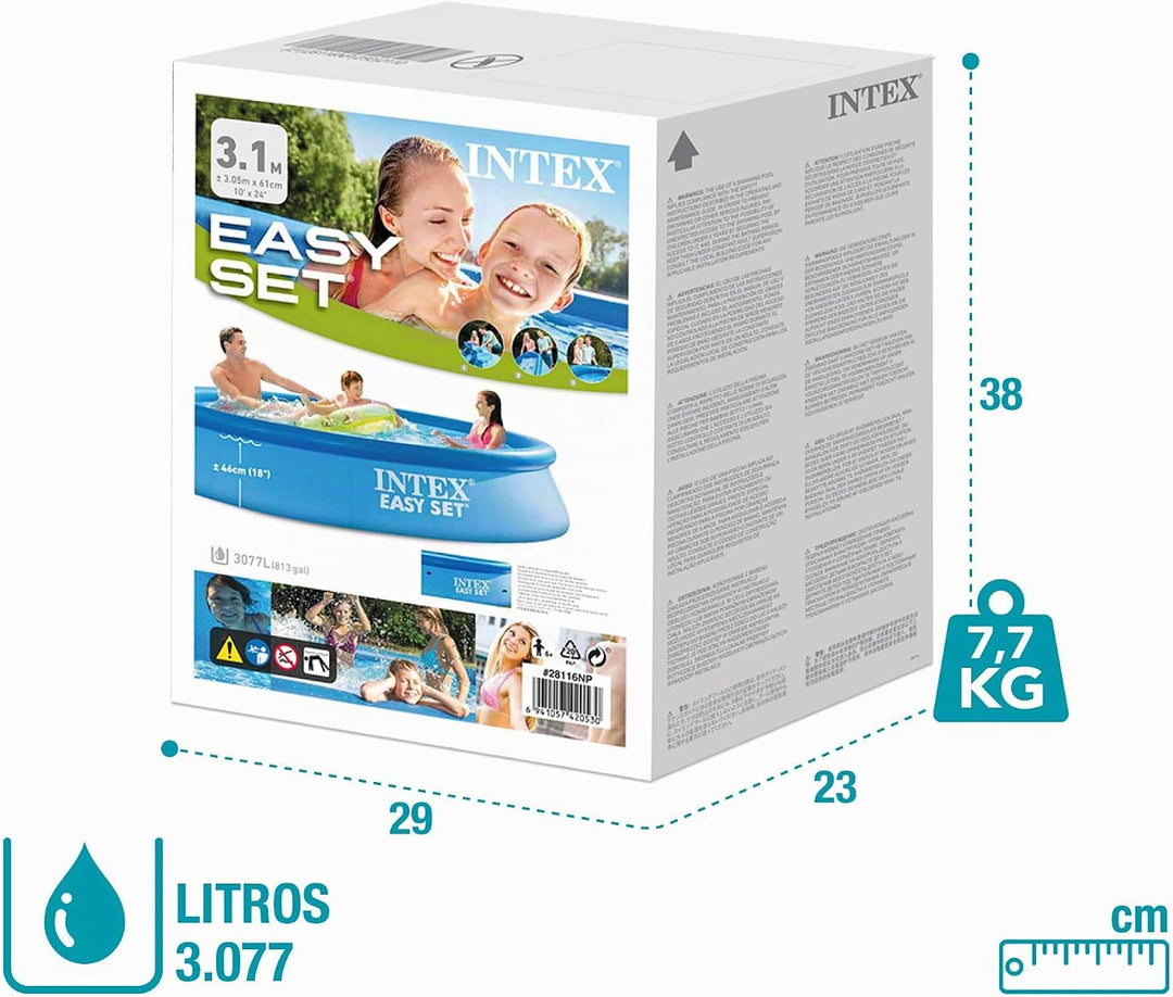 INTEX "Easy Set" XL Pool rund Aufstellpool 305 x 61 cm, Volumen 3.077 l, Grosser Aufblasbarer Pool G