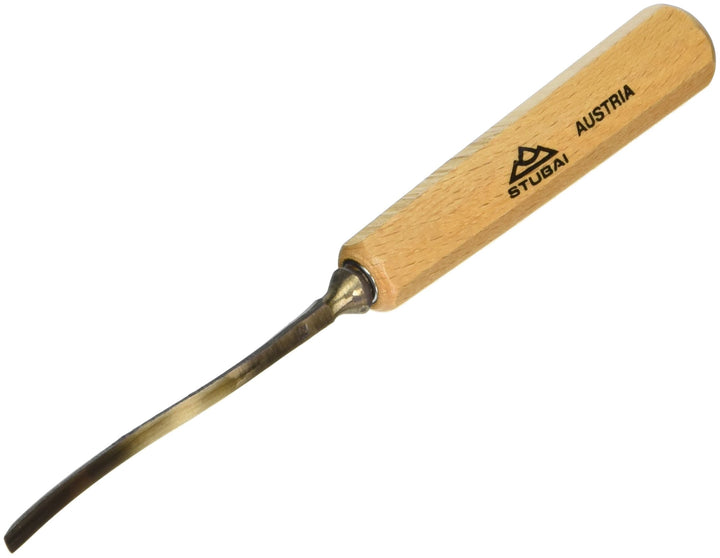 STUBAI Stemmeisen Stechbeitel Serie 52 - Form 12 | Gebogenes Flacheisen 4 mm, mit Holzgriff, zum Vor
