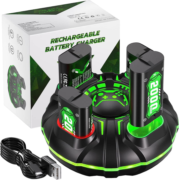 SWANPOW Akku für Xbox One/Series X&S Controller, (4x4800mWh) 4x2000mAh wiederaufladbare Akkus mit La
