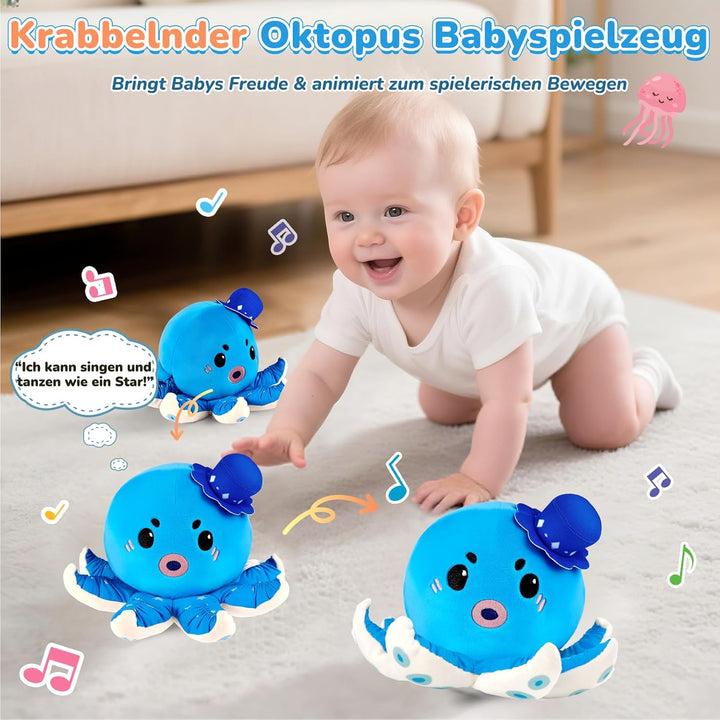 SAIMAND Oktopus Baby Spielzeug 6 7 8 9 10 12 Monate, Interaktive Plüschtiere, Musikalische Spielzeug