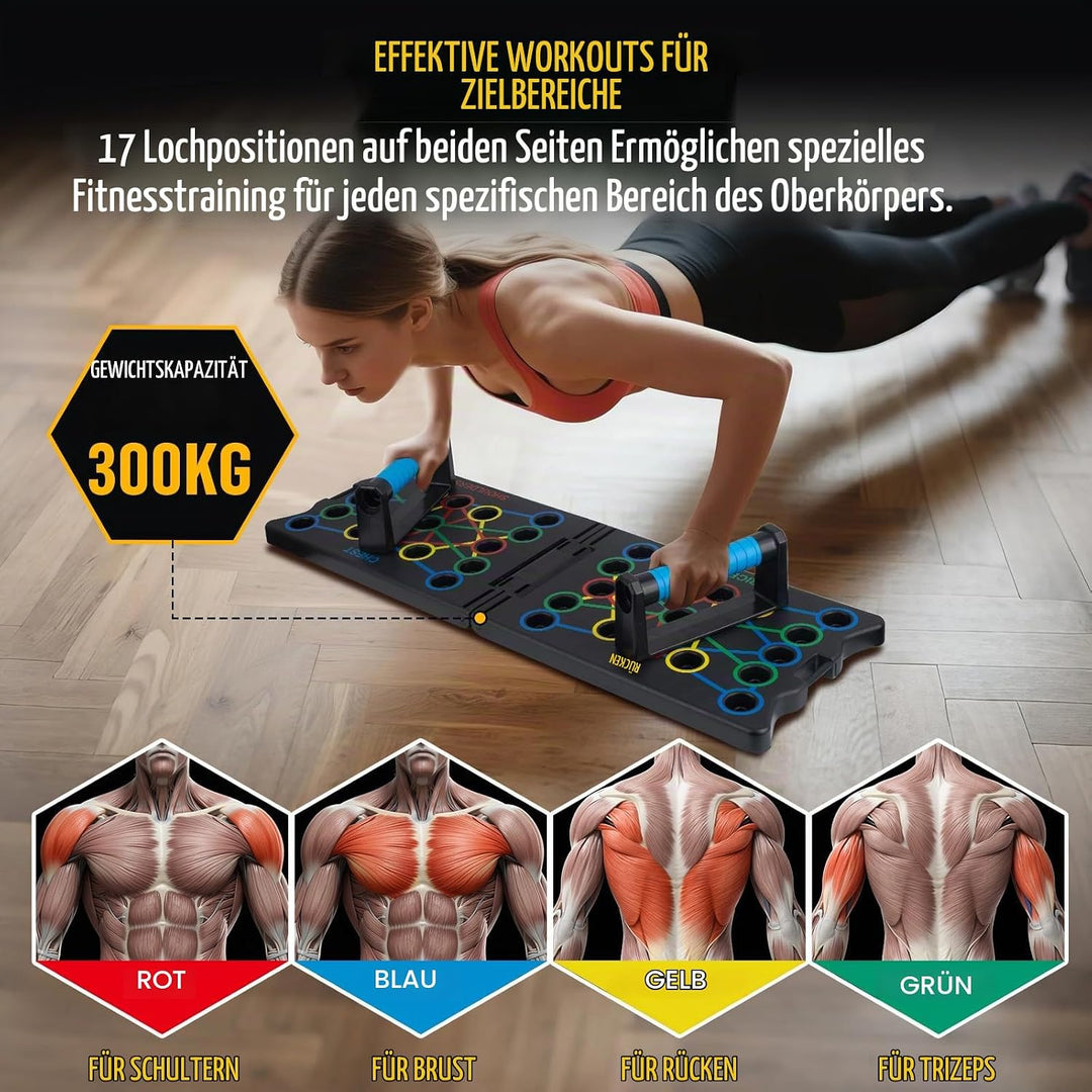 Liegestütze Brett, 24 IN 1 Faltbare Push-Up Liegestütz Brett mit Handgriff für Muskeltraining Effekt