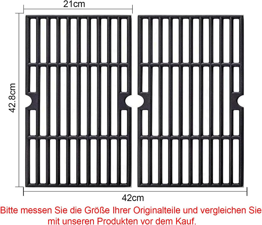 43 x 21cm Gusseisen Grillrost für Enders Boston 3, Enders Monroe 3 Pro, Barbecook Siesta 310, Landma