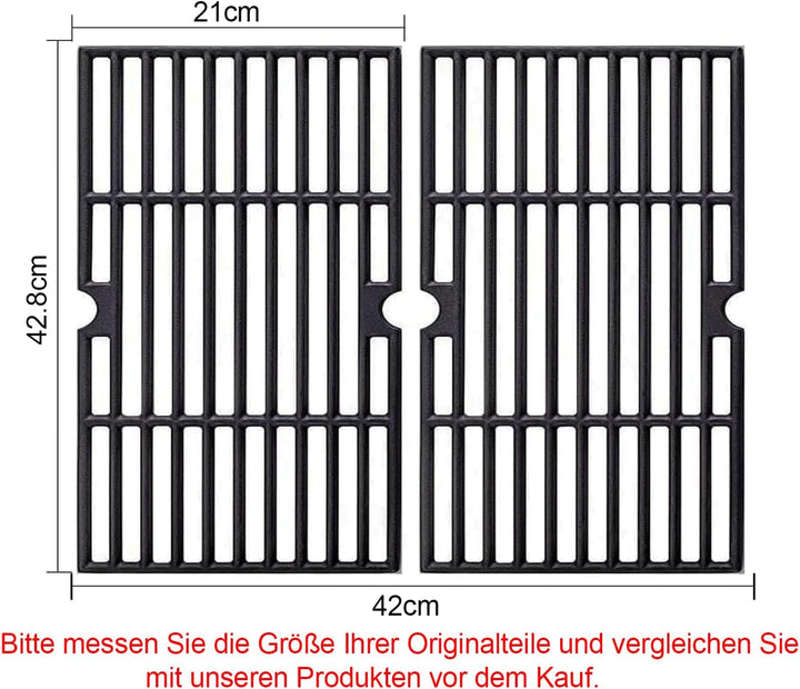 43 x 21cm Gusseisen Grillrost für Enders Boston 3, Enders Monroe 3 Pro, Barbecook Siesta 310, Landma