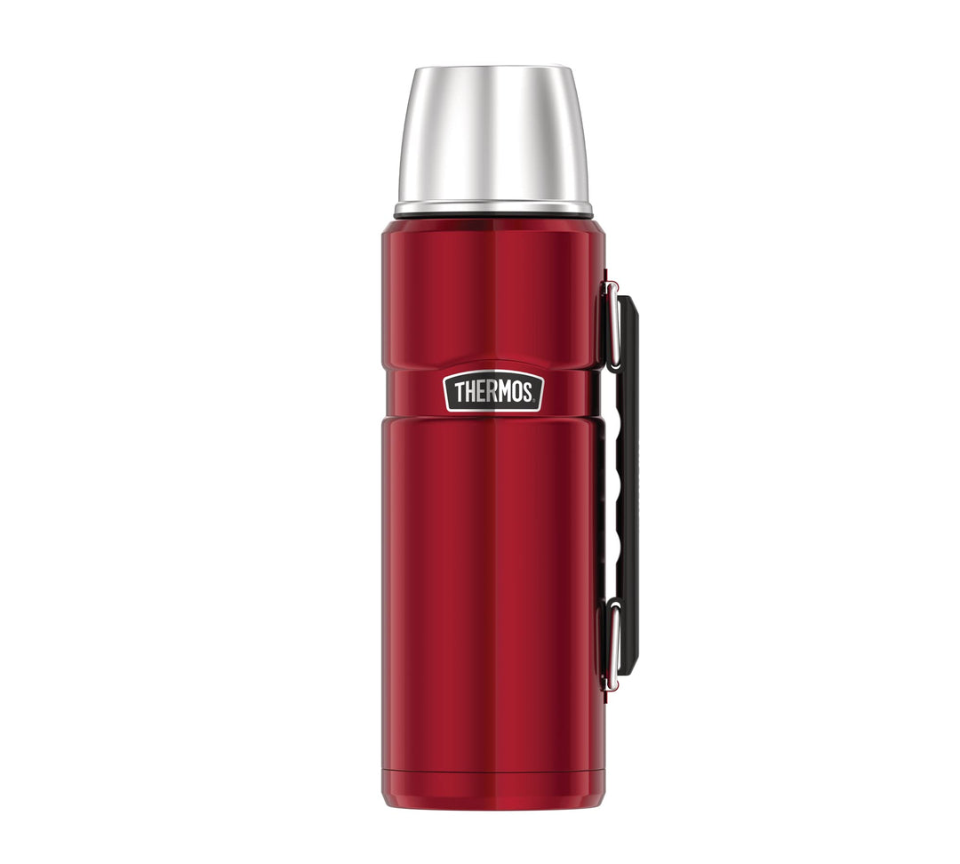 Thermos Stainless King Thermosflasche rot 1,20l - Edelstahl, absolut dicht, mit Trinkbecher und Grif