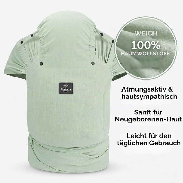 Bebamour Babytrage für Neugeborene, verstellbar, Einheitsgrösse, einfach anzulegen,Black, Black