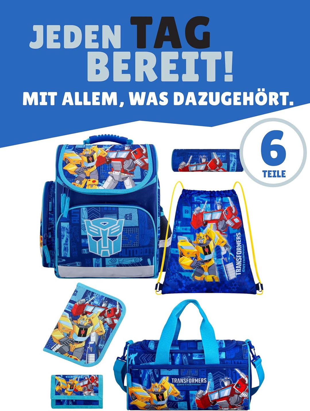 Familando Transformers Schulranzen 1. Klasse für Jungen und Mädchen · ergonomischer Tornister · Jung