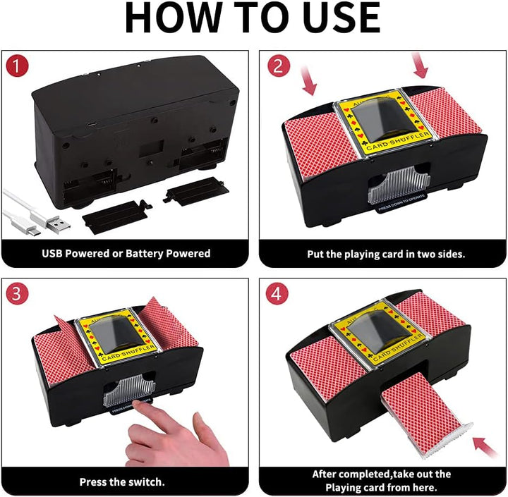 Ni-SHEN automatischer Kartenmischer für 2 Decks, USB-/batteriebetrieben, elektrischer Kartenmischer