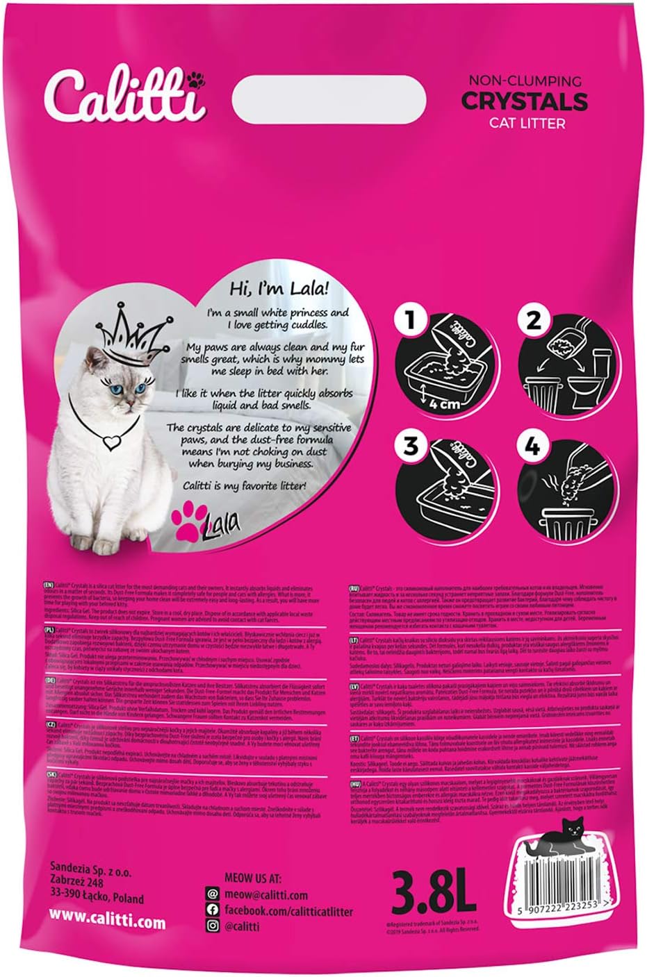 Calitti - Silikat Katzenstreu | Premium Crystals Silikatstreu | Antibakteriell Katzensand | 4-er Set
