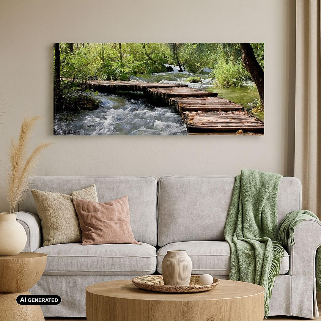 Wandbilder Dekoration Wohnzimmer Park natur grün bäume Panorama Bilder auf Leinwand 120x50cm Leinwan