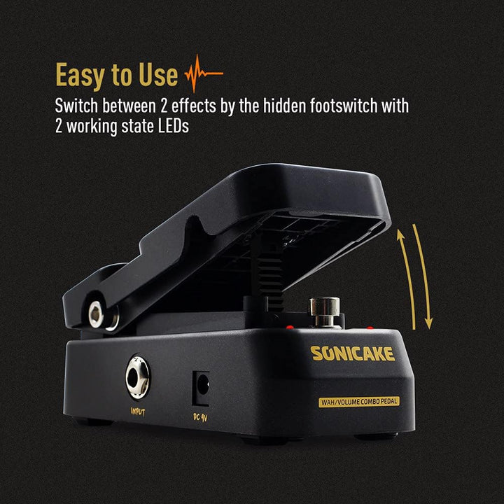 SONICAKE Wah Pedal VolWah Active Volume- und Wah-Expression Pedal Gitarren Effektpedal