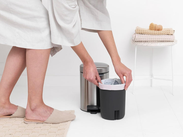 Brabantia 112164 Treteimer mit Inneneimer aus Kunststoff, stahl, Matt Stahl Fingerprint Proof, 3 Lit