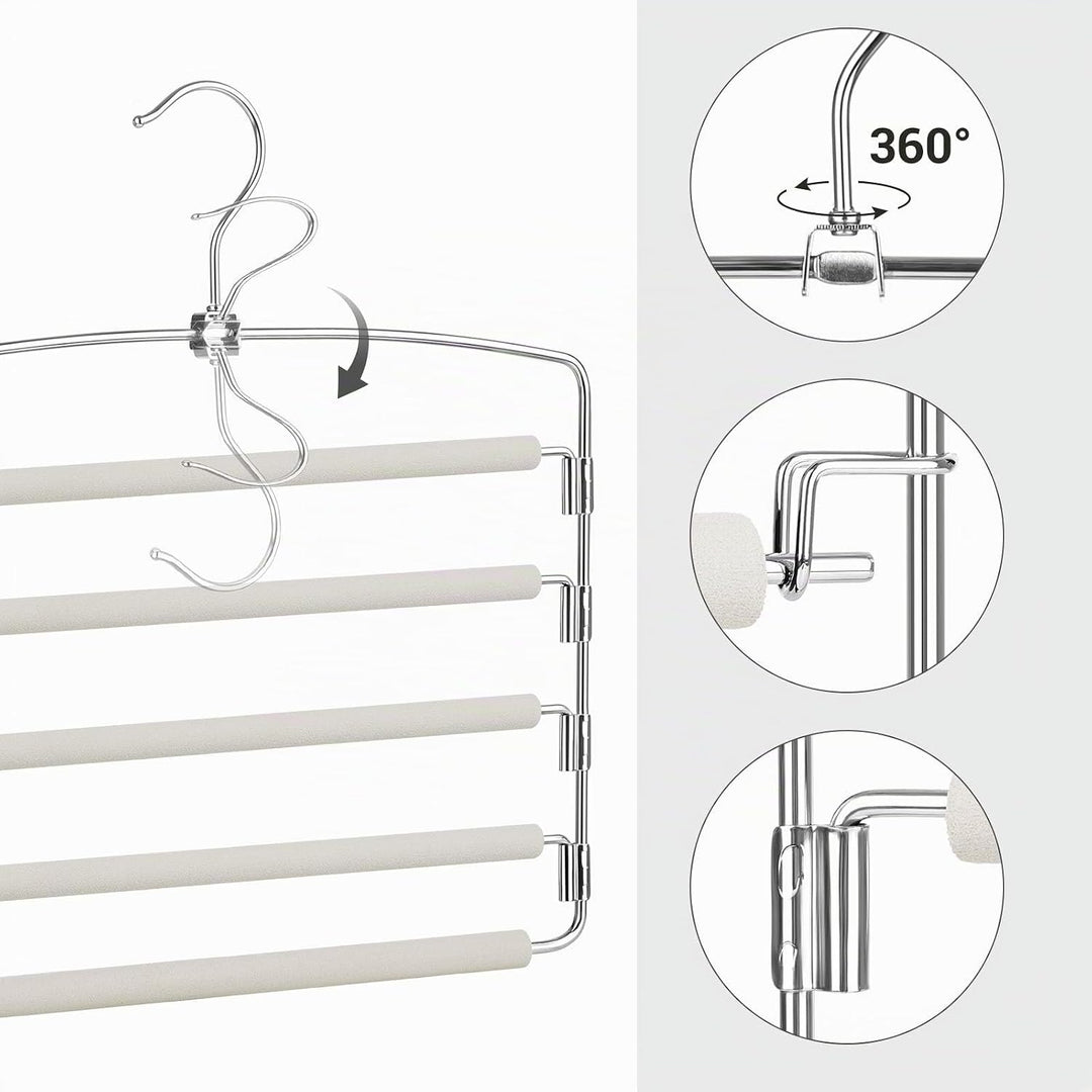 SONGMICS 3er Set Hosenbügel, platzsparend, für je 5 Jeans, aus Metall | Platzsparend, rutschfest, sc