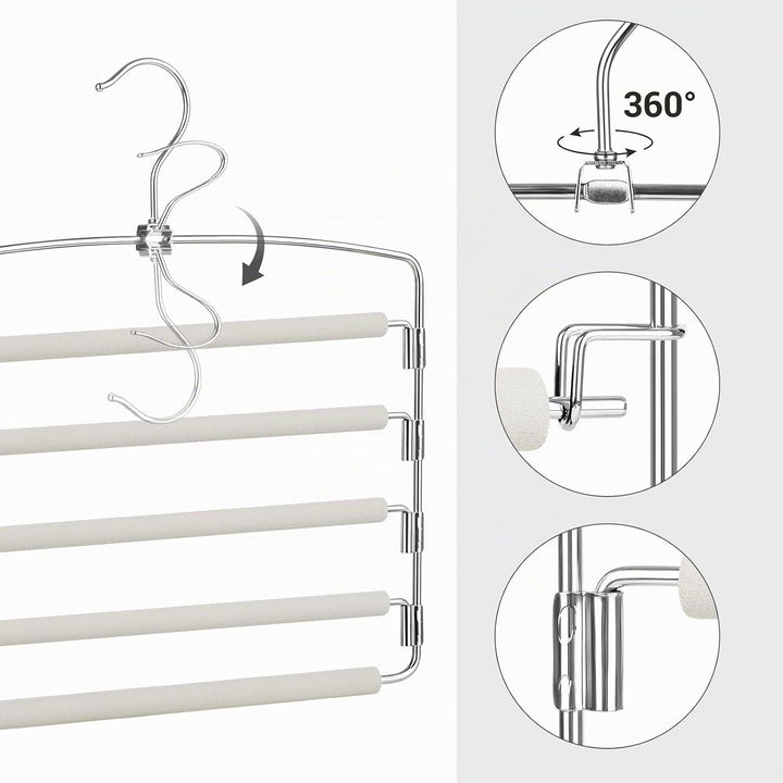 SONGMICS 3er Set Hosenbügel, platzsparend, für je 5 Jeans, aus Metall | Platzsparend, rutschfest, sc