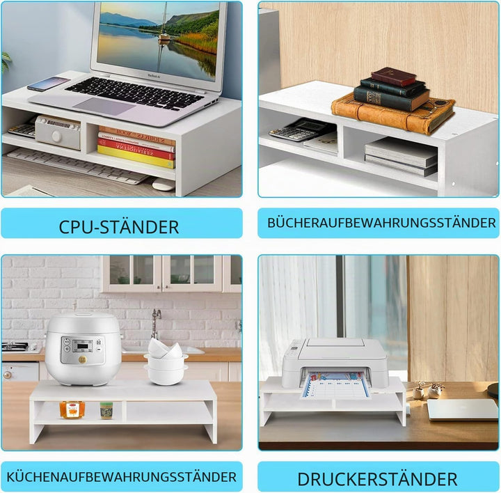 Holz Laptopständer 2-stufiger Laptopständer &amp; Monitorständer mit Ablagefach, ergonomische Monitorerh