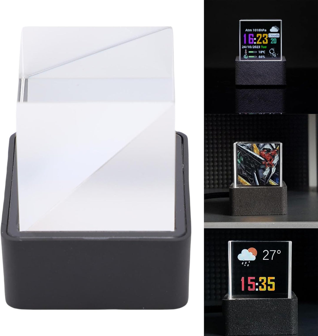 Denash Holografischer Kristallwürfel, 3D-Display und Wetteruhr mit GIF-Animationsfotoalbum und Count