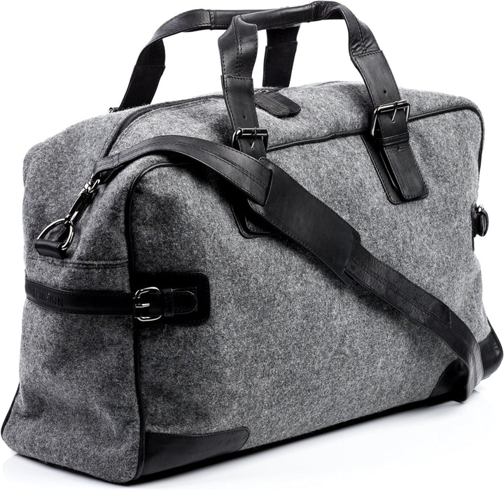 FEYNSINN Berlin Weekender Roberto aus Filz & Leder I Sporttasche gross für Herren und Damen I Reiset