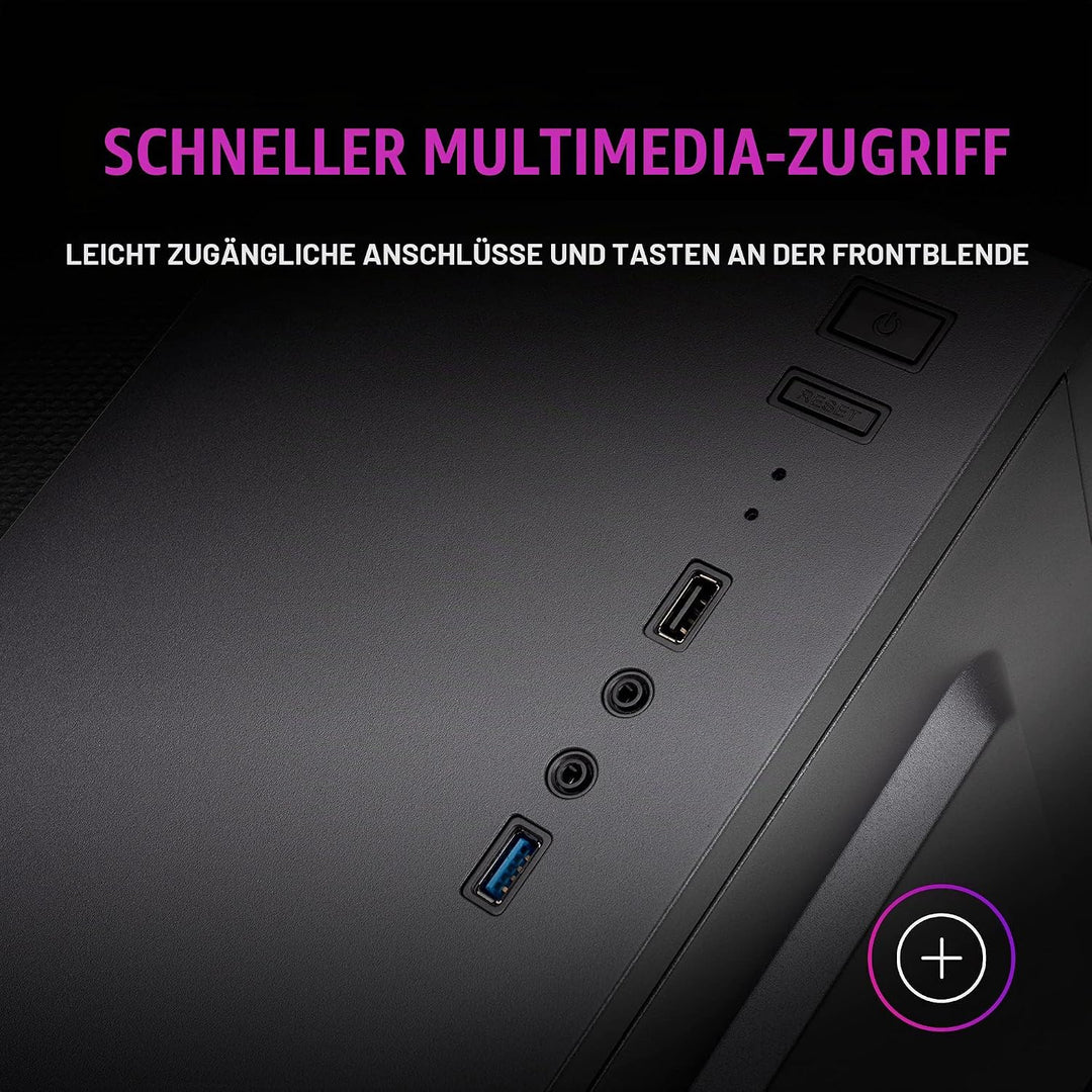 Mars Gaming MC100, ATX Gaming Gehäuse, 9 cm FRGB Lüfter, Convect-Cool Belüftung, SchwarzMars Gaming